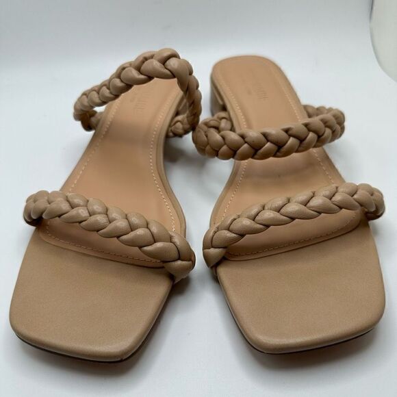 CUSHIONAIRE Women's braided low block heel sandal +Memory Foam 7.5 NUDE - Picture 2 of 7